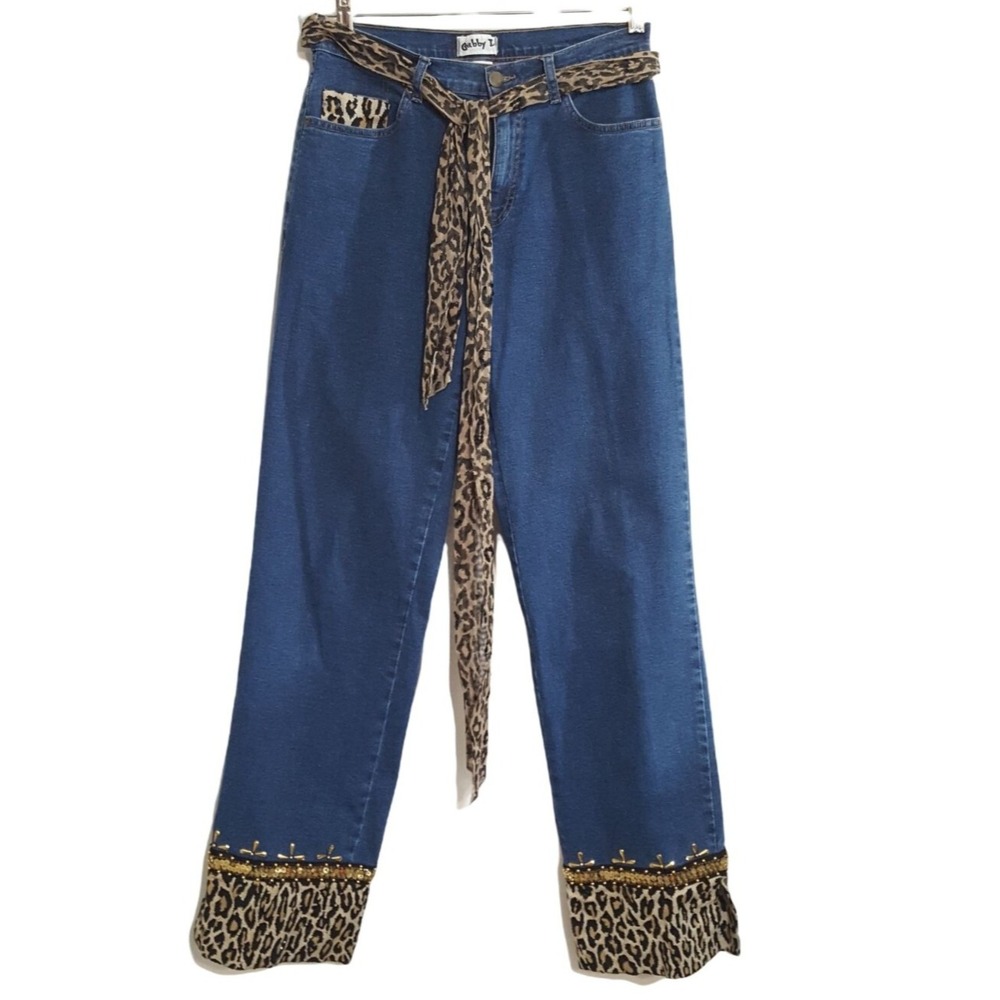 Vintage Jeans Womens Sequin Leopard Cuff Belt Boho Hippie Artsy Indie Sleaze